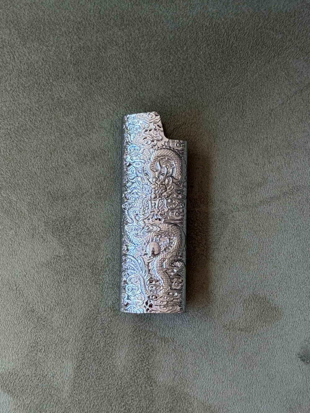 Intricate Silver Dragon Embossed Home Sculpture